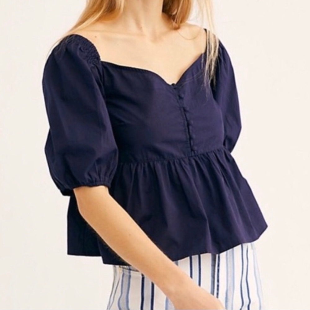 Free People Navy Blue Crop Top